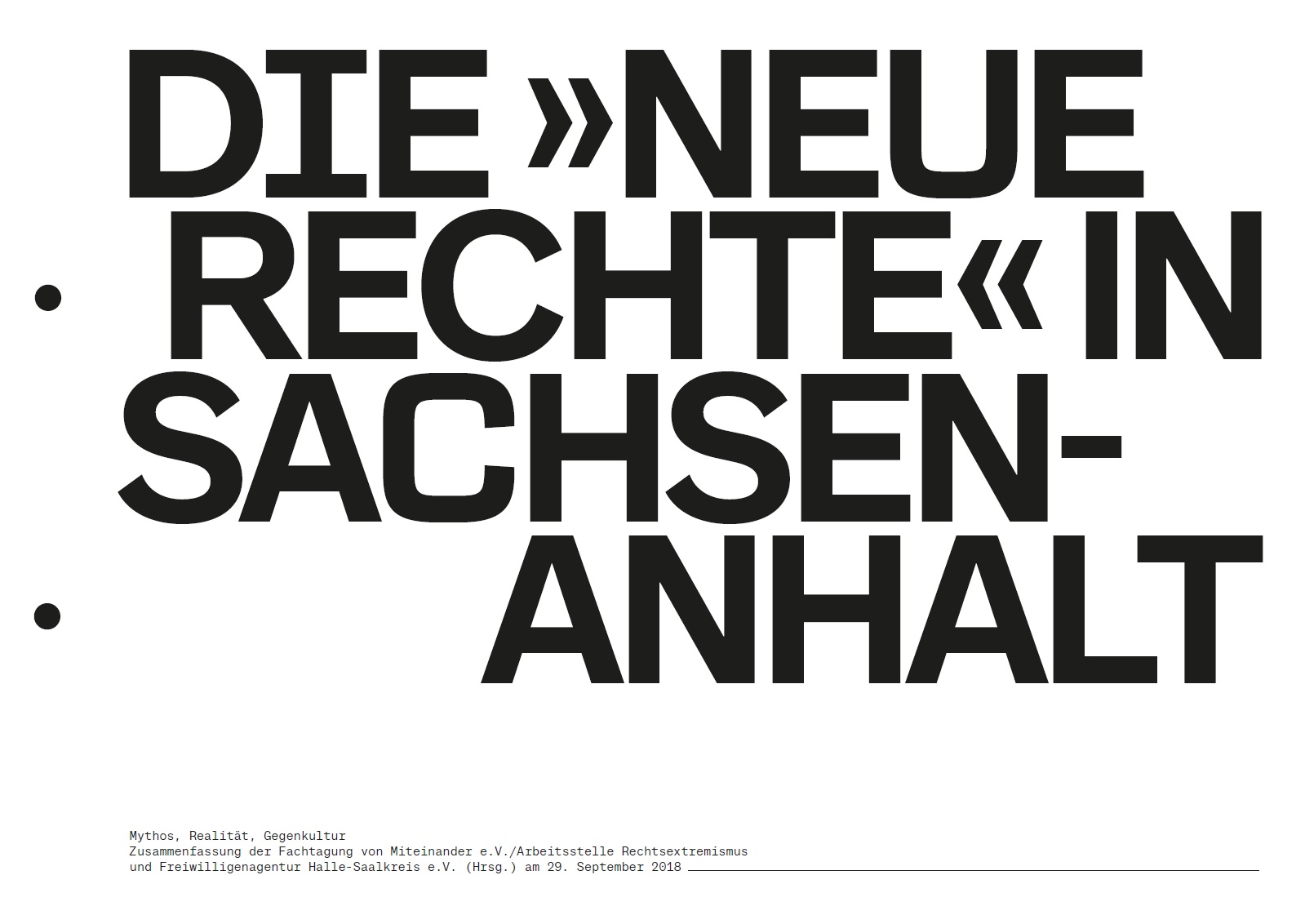 Auf dem Bild steht in schwarzen Versalien DIE NEUE RECHTE IN SACHSEN-ANHALT